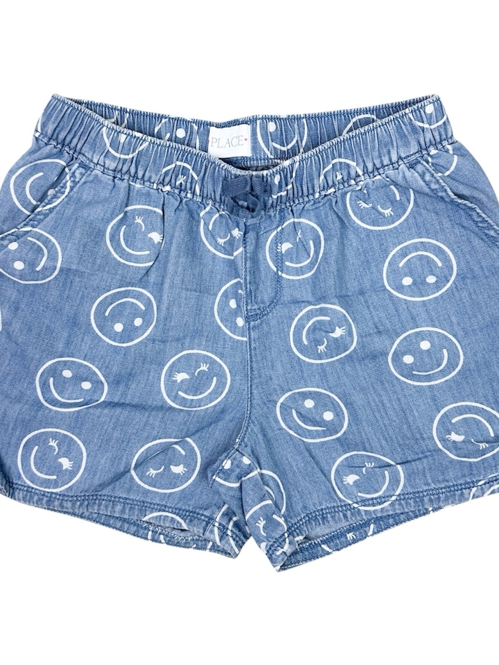 Place Blue Chambray Smiley Face Shorts size 12 NWOT